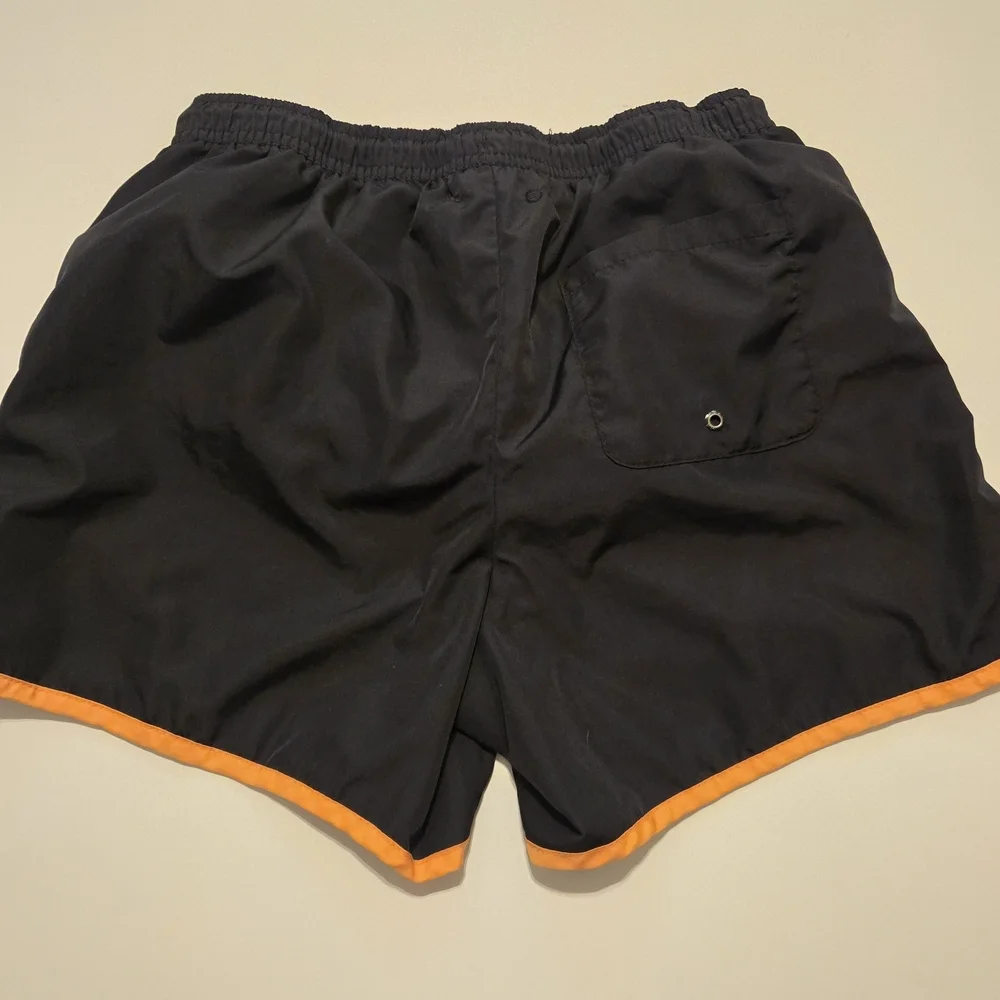 Zara Swim Shorts Boys Size‎ 13-14 Black Orange Dolphin Hem Athletic Mesh Lined